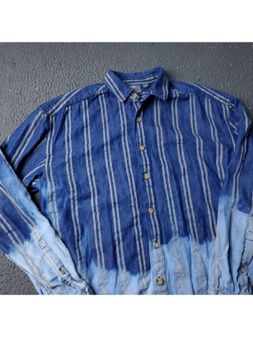 ASOS Ombre Denim Shirt Mens XS Extra Small Button Long Sleeve Blue Jean Casual